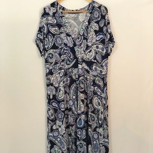 Never Worn Plus Blue Paisley Surplice Knee Length